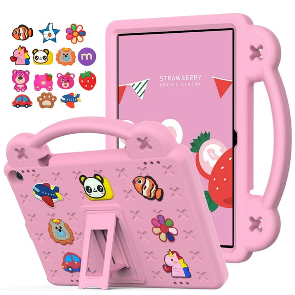 Dteck Shockproof Case for Walmart Onn 10.1 Tablet Gen 3 (2022 Model 100071485), Shockproof Kids Protective Case with Kickstand for Onn 10.1 Tablet Gen 3 with DIY Accessories,Pink