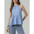 thumbnail image 5 of vera natura Women's Summer Fashion Tank Tops Sleeveless Open Back Halter Neck Striped Peplum Tops, 5 of 8