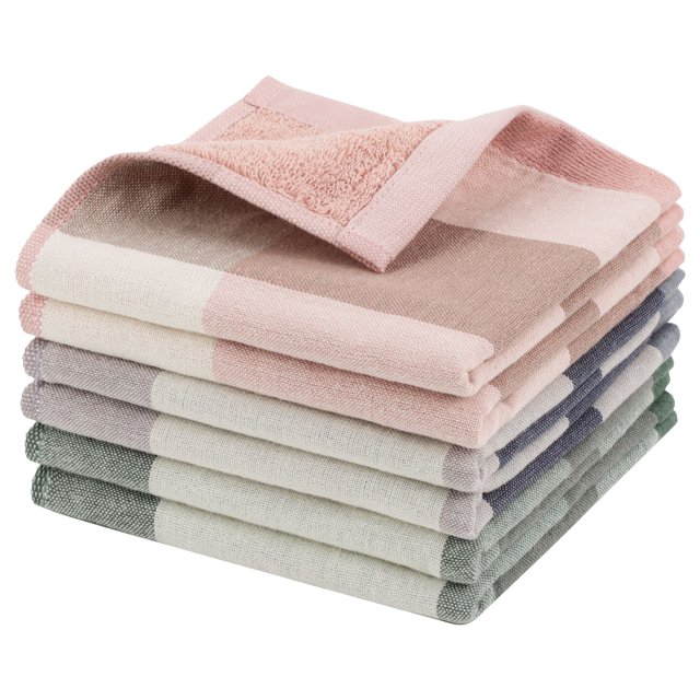 Unique Bargains Kitchen Dish Colth Tea Towel 6PCS Set for Cleaning Plaid