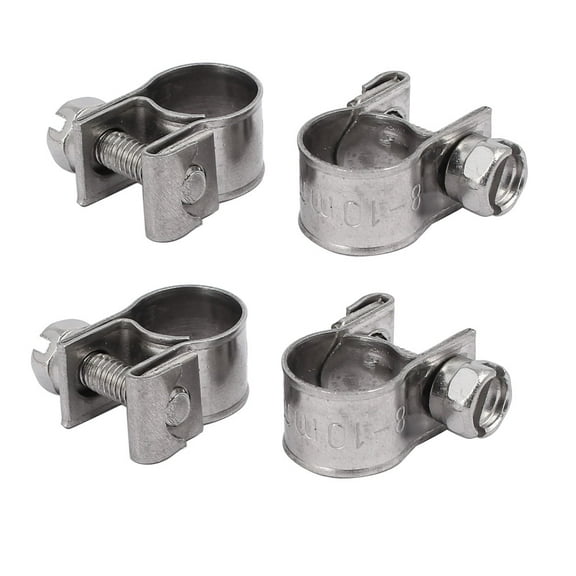 8mm-10mm 304 Stainless Steel Screw Mounted Adjustable Pipe Hose Clamps 4pcs