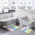 thumbnail image 6 of Abstract Bathroom Rugs Set Gradient Color Plaid Non Slip Absorbent Soft Bath Mats 3 Piece Set with Bathroom Rug, U-Shaped Floor Mat, Toilet Seat Cover Large Size, 6 of 9