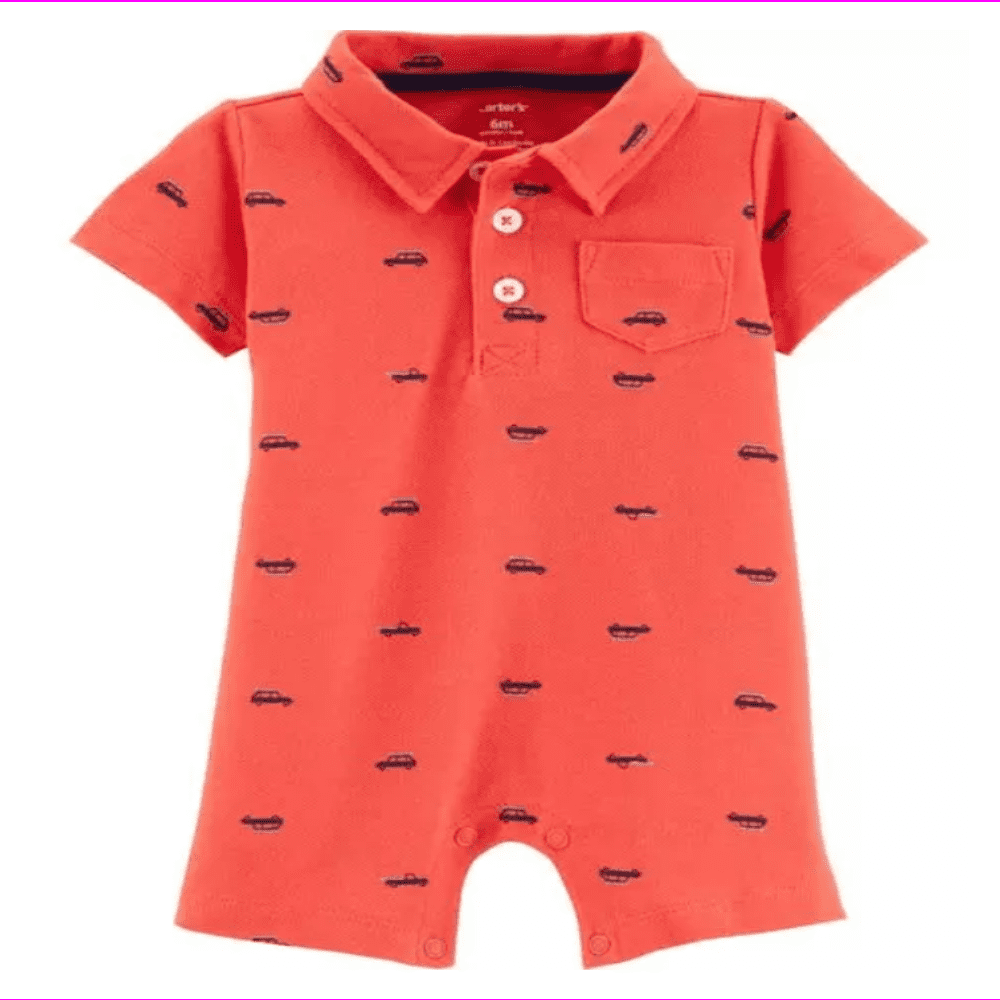 Carters Baby Boys 2 pack Short Sleeve Romper 18m/Grey/Red Orange