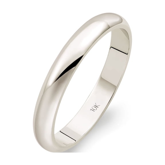 Women's Solid 10K White Gold 3mm Traditional Fit Plain Wedding Band Ring Size 6