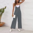 thumbnail image 2 of Vedolay Free People Jumpsuit Women's Casual Summer Sleeveless Jumpsuit Halter Neck Wide Leg Pants Rompers One Piece Outfits,Gray S, 2 of 4
