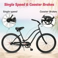 thumbnail image 5 of Tracer 26 inch Beach Cruiser Bikes for Women,Coaster Brake,Single Speed,Matte Black,Moon-type Handlebar, 5 of 8