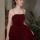 thumbnail image 4 of Vestido largo de terciopelo negro para mujer, traje Midi elegante para fiesta de graduación, cumpleaños y graduación, primavera 2024, 4 of 5