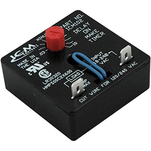 ICM Controls ICM102 Minuterie à Retardement avec Délai Réglable de 03-10 Minutes, Aspirateur 18-240, Hauteur 1.25 Pouces, Largeur 2 Pouces, Longueur 2 Pouces, Multicolore