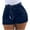 Dark Blue, variant on Xixinqiwan No Boundaries Plus Size Jean Shorts for Women High Waisted Stretchy Self Belt Tie Folded Hem Denim Shorts