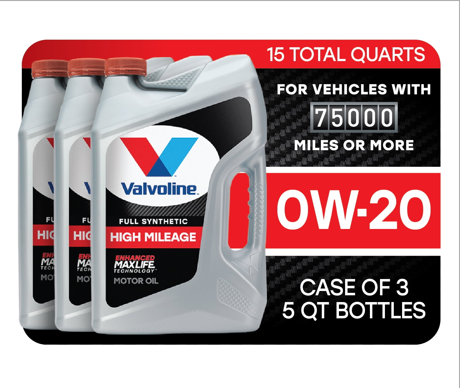 Valvoline Full Synthetic High Mileage Maxlife 0W-20 Motor Oil 5 Qt, Case Of  3 - Walmart.com
