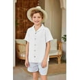 thumbnail image 6 of Arshiner Boys Short Sleeve Button Down Shirt Texture Summer Beach Vacation Shirt, 6 of 8