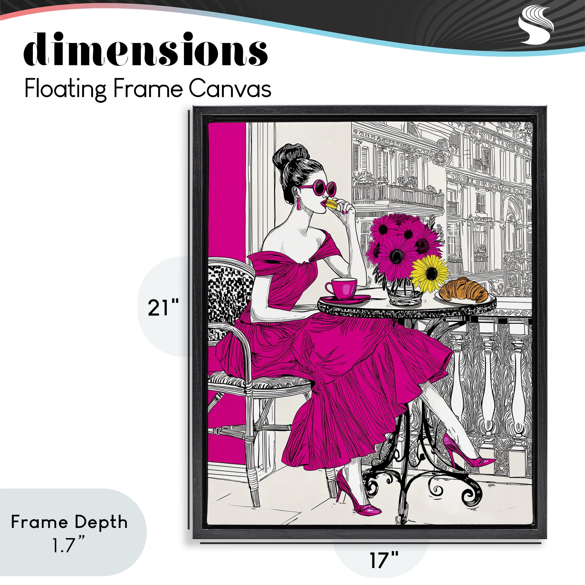 Stupell Industries Glamorous Brunch on Balcony Black Framed Floater Canvas Wall Art, design by Jess Stempel