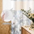 thumbnail image 3 of No Hook Shower Curtain, White Flowers Shower Curtains for Bathroom with See Through Top Window, Retro Camellia Floral Spring Grey Modern Art Waterproof & Washable Bath Curtain 60"x72", 3 of 9