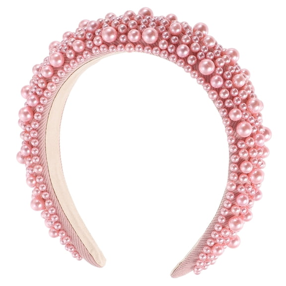 WRISTBIQUE Fancy Headbands Pink Pearl Plastic Women Girls Wedding Prom Anniversary 1Pack