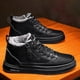 thumbnail image 3 of Zapatos Casuales Cuero PU Botas Nieve Cortas Antideslizantes para Hombre para El Invierno (Negro 42), 3 of 9