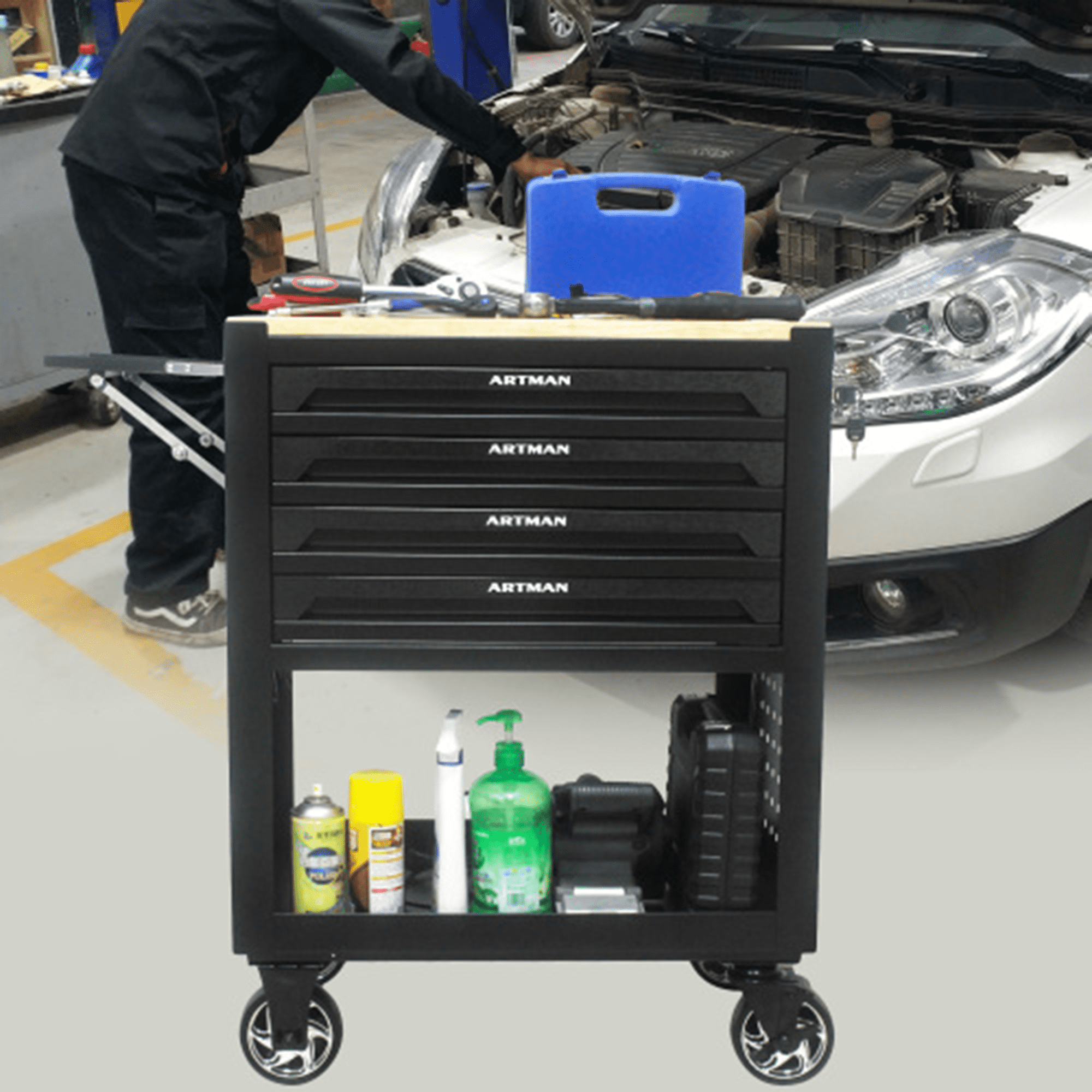 ARTMAN 4-Drawer Rolling Storage Tool Cart with Wheels and Drawers ,Tool Chest for Garage Workshop Warehouse