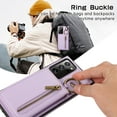 thumbnail image 3 of Crossbody Wallet Case for Samsung Galaxy Note 20 Ultra with Lanyard Strap Card Slot Holder RFID Blocking 360° Ring Kickstand,Magnetic Flip Folio Zipper Purse Case, PU Leather Cover Handbag,Purple, 3 of 10