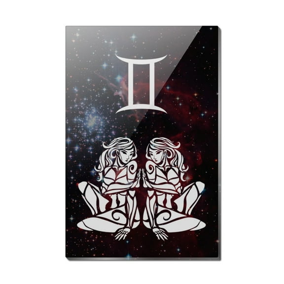 Gemini Twins Zodiac Sign Horoscope in Space Rectangle Acrylic Fridge Refrigerator Magnet