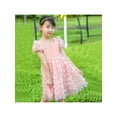 thumbnail image 4 of Girls Dress 3D Butterfly Pink Lace Top Sweet Square Collar Short Sleeve 5 Years, 4 of 6