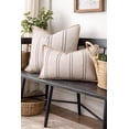 thumbnail image 3 of Fennco Styles Black Woven Stripe Design Decorative Filled Throw Pillow 18" X 18" - Neutral Beige Accent Pillow with Braided Trim for Couch, Bed, Home and Cottage Décor, 1-Pack, 3 of 3