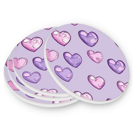 

Round Coasters Modern Style Ceramic Coaster Waterproof and Durable Drink Coaster Coasters set of 4 Customizable Coasters 1pc Pastel Hearts