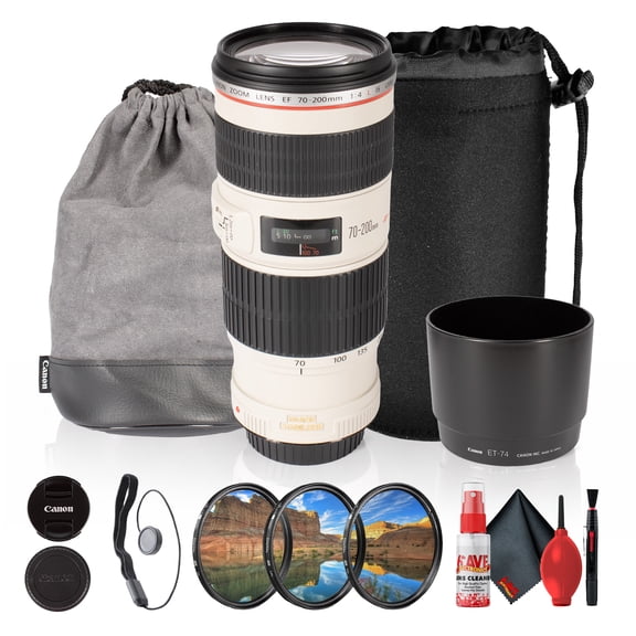 Canon EF 70-200mm f/4L IS USM Telephoto Zoom Lens Bundle with Image Stabilization, Filter Kit (International Model)