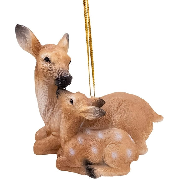 Mom Deer with Baby Fawn Christmas Tree Ornament