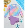 thumbnail image 5 of HWJAD Baby Girls' Rashguard Set Two Pieces Bathing Suit Long Sleeve Swimsuit with Ruffle Bikini Bottoms Swimwear 4-7 Years, 5 of 6