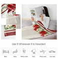 thumbnail image 4 of Christmas Winter Throw Flannel Blanket 32x48In Poinsettia Red Floral Linen Super Soft Cozy Bed Blanket, Lightweight Plush Fuzzy Bed Throw for Bedroom Sofa Couch Living Room, 4 of 4