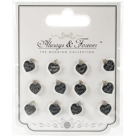 - Craft Consortium AFMCHR13 Silver Hearts with Thank You - Vintage Metal Charms