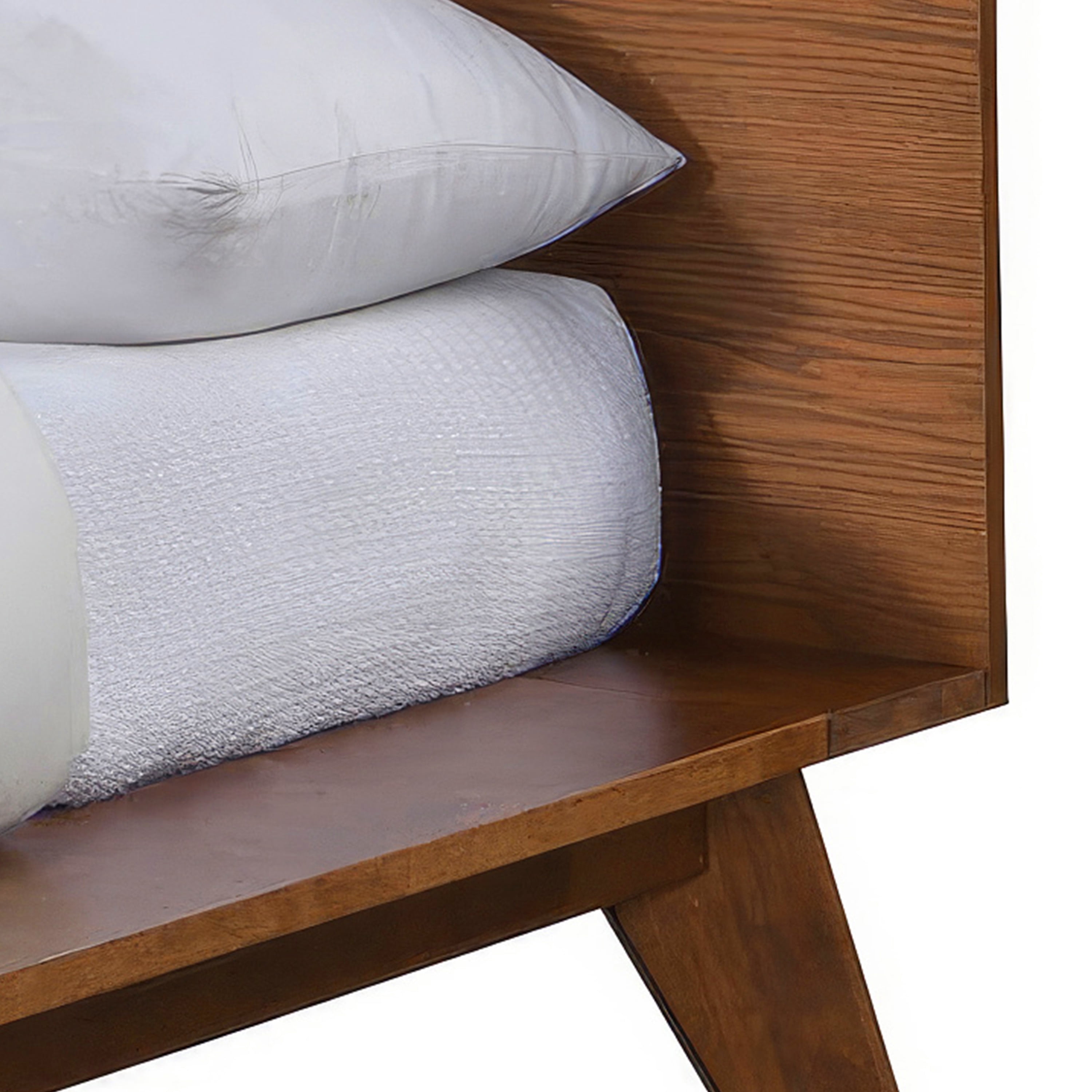 Furniture of America Erik Adult Queen Round Edge Solid Wood Mattress Ready Bed, Walnut