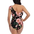 thumbnail image 5 of Pofeuu Rose Flowers Print Women's One Piece Swimsuits One Shoulder Swimwear Asymmetric Ruffle Monokinis Bathing Suits-X-Large, 5 of 6