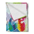 thumbnail image 2 of 70s Party Soft Flannel Fleece Throw Blanket, Peace and Love Tie Dye Effect Funky Color Splash Rainbow Abstract Print, Cozy Plush for Indoor and Outdoor Use, 60" x 80", Multicolor, by Ambesonne, 2 of 5