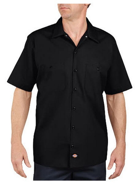 Dickies LS535BK 5X Men's Black Poly/Cotton SS Industrial Work Shirt ...