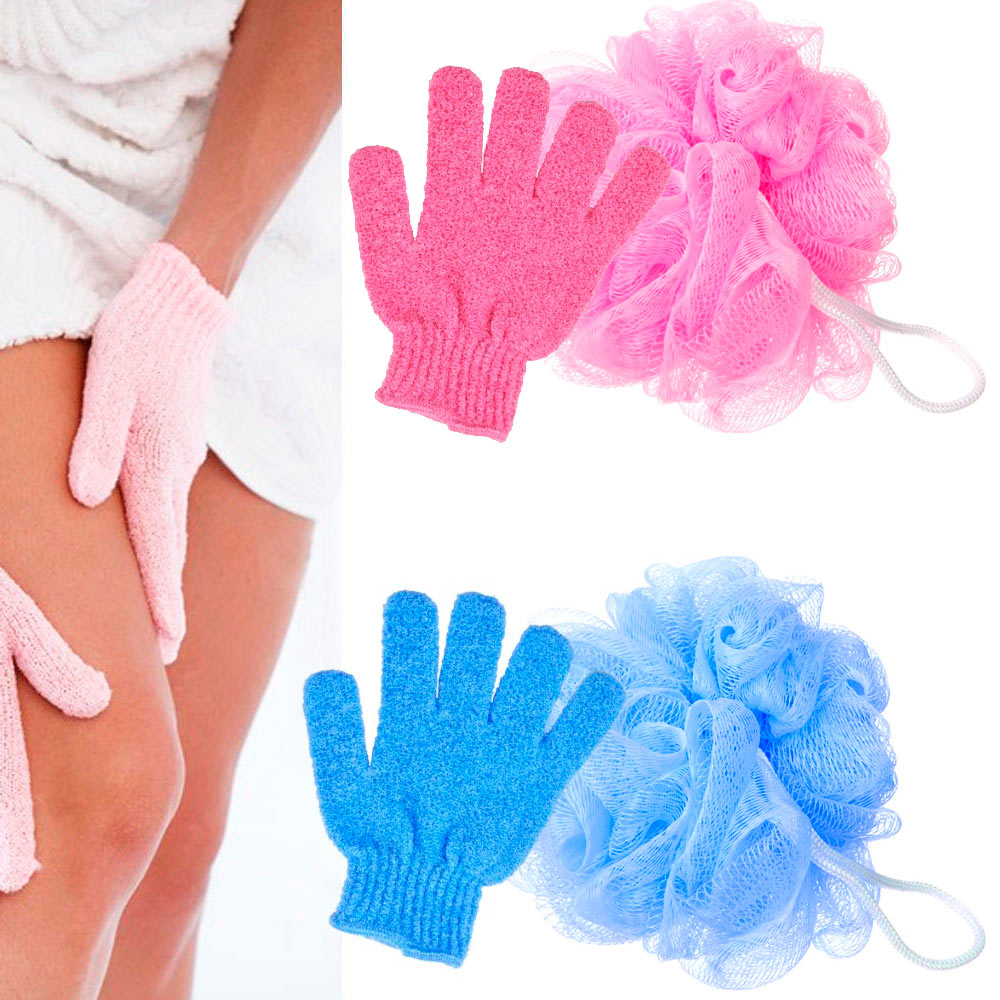 4Pc Shower Bath Glove Mesh Ball Wash Skin Spa Massage Scrub Loofah Body Scrubber - image 3 of 6