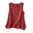 thumbnail image 7 of CHUMUD Women's Cotton Linen Tank Top, Sleeveless Crewneck Pullover, Side Slit Casual Summer Blouse, S-2XL, 7 of 7