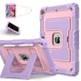 thumbnail image 2 of ELEHOLD 3-Layer Rugged Case For Apple iPad 9th/8th/7th Generation Heavy Duty Shockproof Cover, [Drop Protection], [Logo Visible], With Kickstand & Pencil Holder & Shoulder Strap, Purple+Rosegold, 2 of 11