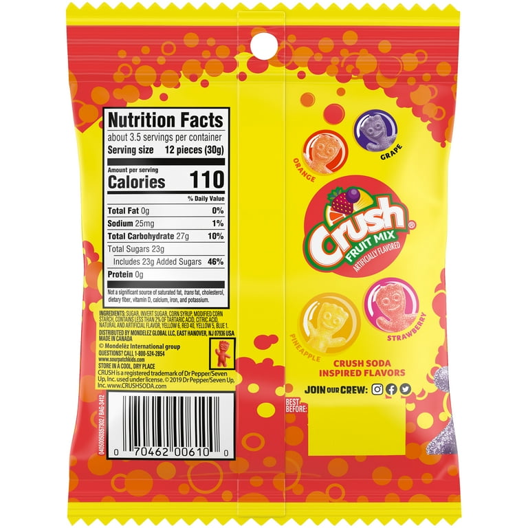 Sour Patch Kids Soft Chewy Crush Soda Fruit Mix 3.6 oz