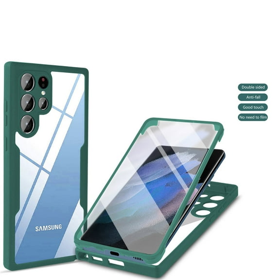 Allytechgroup for Samsung Galaxy S25 Ultra Case with Built-in Screen Protector, Full Body Protection Hard Acrylic Back Lightweight Scratch Resistant Clear Cover for Samsung Galaxy S25 Ultra, Darkgreen