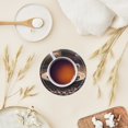 thumbnail image 4 of PU Leather Coasters for Drinks Bar Beer,Set of 6 with Holder,Round Housewarming Gift,Cup Of Coffee And Scattered Coffee Beans On The Table, 4 of 4