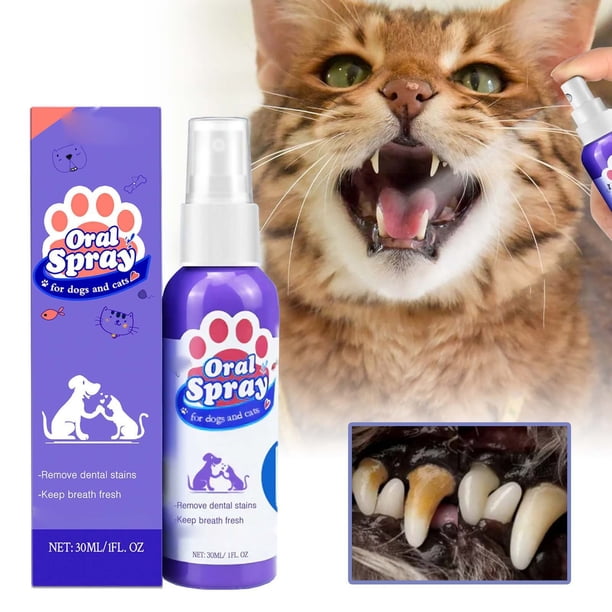 Spray Oral para Mascotas (Perros y Gatos), Refrescante del Aliento y Limpieza Dental, Aplicación Sin Cepillado, 30 ml, Tamaño de Viaje