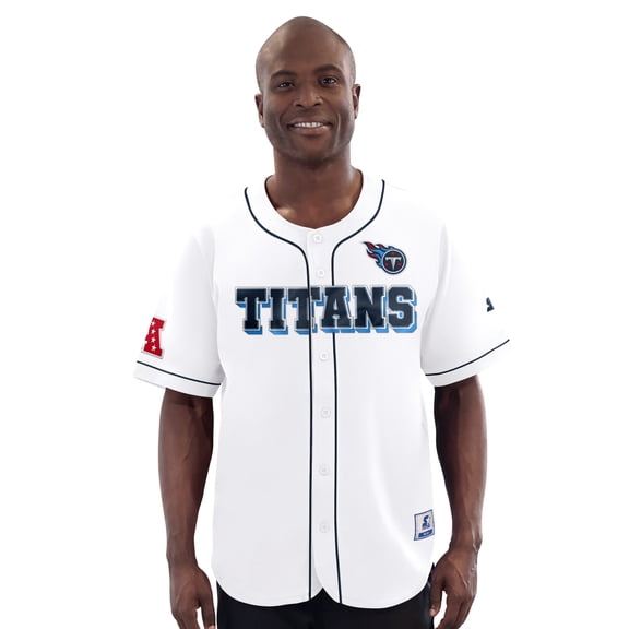 Men's-Starter White Tennessee Titans Relay Full-Button Baseball Jersey