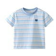 thumbnail image 3 of Qabnzmfo Toddlers Kids Striped T Shirt Boys Girls Cotton Tees Casual Short Sleeve Crew Neck Tee Shirts,Sizes 3M-11 Years, 3 of 8