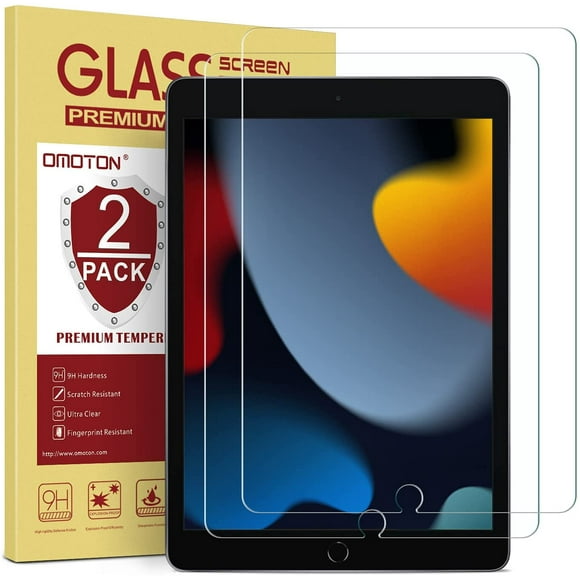 [2 Pack] OMOTON Protecteur d'Écran Compatible avec l'iPad 9ème 8ème 7ème Génération (10,2 Pouces, iPad 9/8/7, 2021&2020&2019)