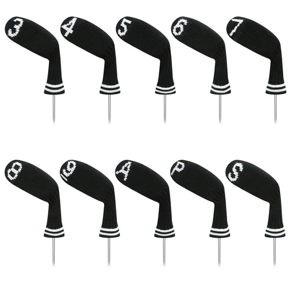 LeFeng 10pcs Knitted Golf Iron Head Covers 3-9/A/P/S Set - Lightweight and Durable Material - Multiple Patterns Golf Club Head Covers - Fit Well for Callaway Ping Taylormade Cobra Etc