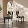 Set of 2 Dining Chairs, Mid-Century Modern Upholstered Armless Chairs with Wood Back,Green Brown Legs