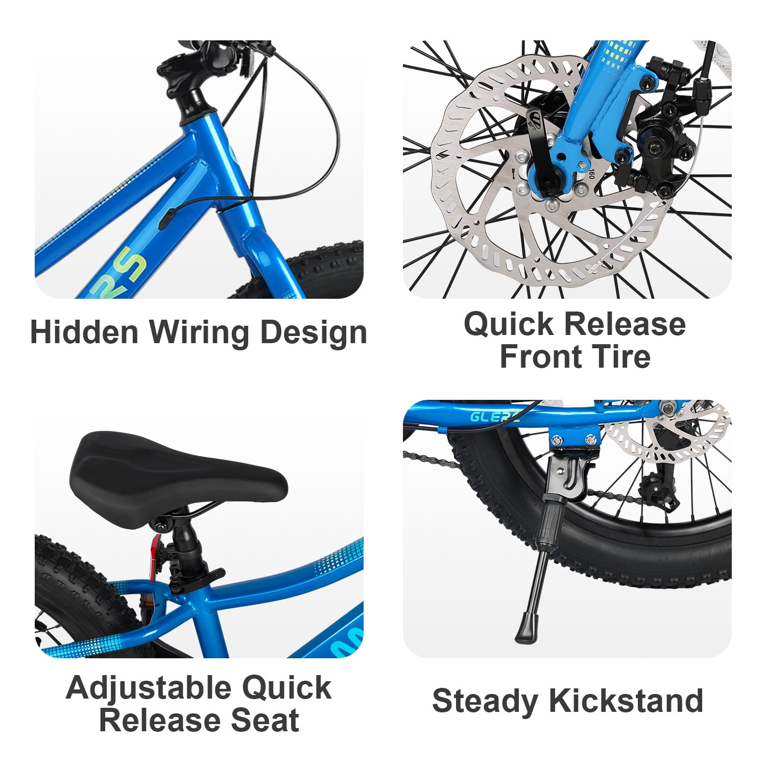 Glerc Mars Kids Mountain Bike, 20 Inch Fat Tire Bike for Teen Ages 6-12 Year Old, Bicycle with 2.8-Inch Wide Tires and 6 Speed Drivetrain,Blue