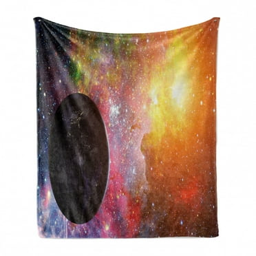 Outer Space Soft Flannel Fleece Throw Blanket, Illustration of Earth and Milky Way Outer Space Countless Planets and Stars, Cozy Plush for Indoor and Outdoor Use, 50" x 60", Multicolor, by Ambesonne