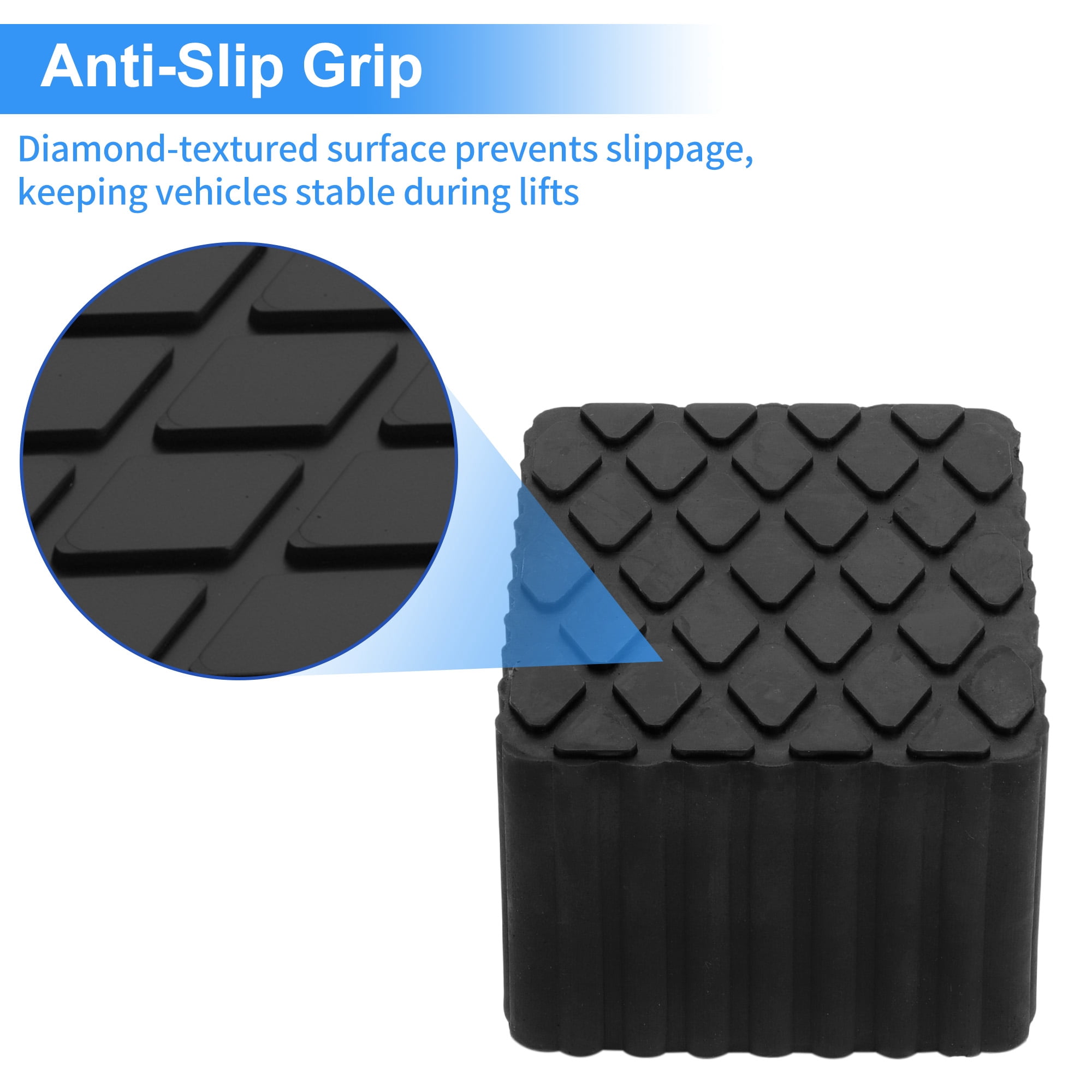 Unique Bargains Universal Heavy Duty Rubber Jack Stand Pads 6.3" x 4.7" x 3.1" Black