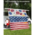 thumbnail image 3 of 4th of July RV Awning Sun Shade Screen 9'X7' Patriotic Poppy Flower Mesh Sunscreen USA Flag Star Stripes Awning Shade Screen with Zipper UV Blocker Completed Kits for RV Motorhome Camper, 3 of 7