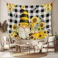thumbnail image 2 of Yellow Sunflower Tapestry for Bedroom Wall Hanging Tapestry, Spring Summer Bee Gnomes Black Plaid Ceiling Backdrop Tapestries Poster Blanket Wall Decor for Teens Room Living Room Dorm 59" x 79", 2 of 8